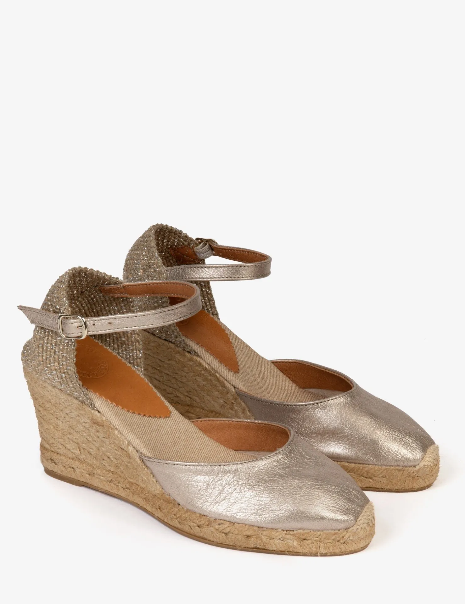 Penelope Chilvers Espadrilles*High Mary Jane Metallic Leather Espadrille